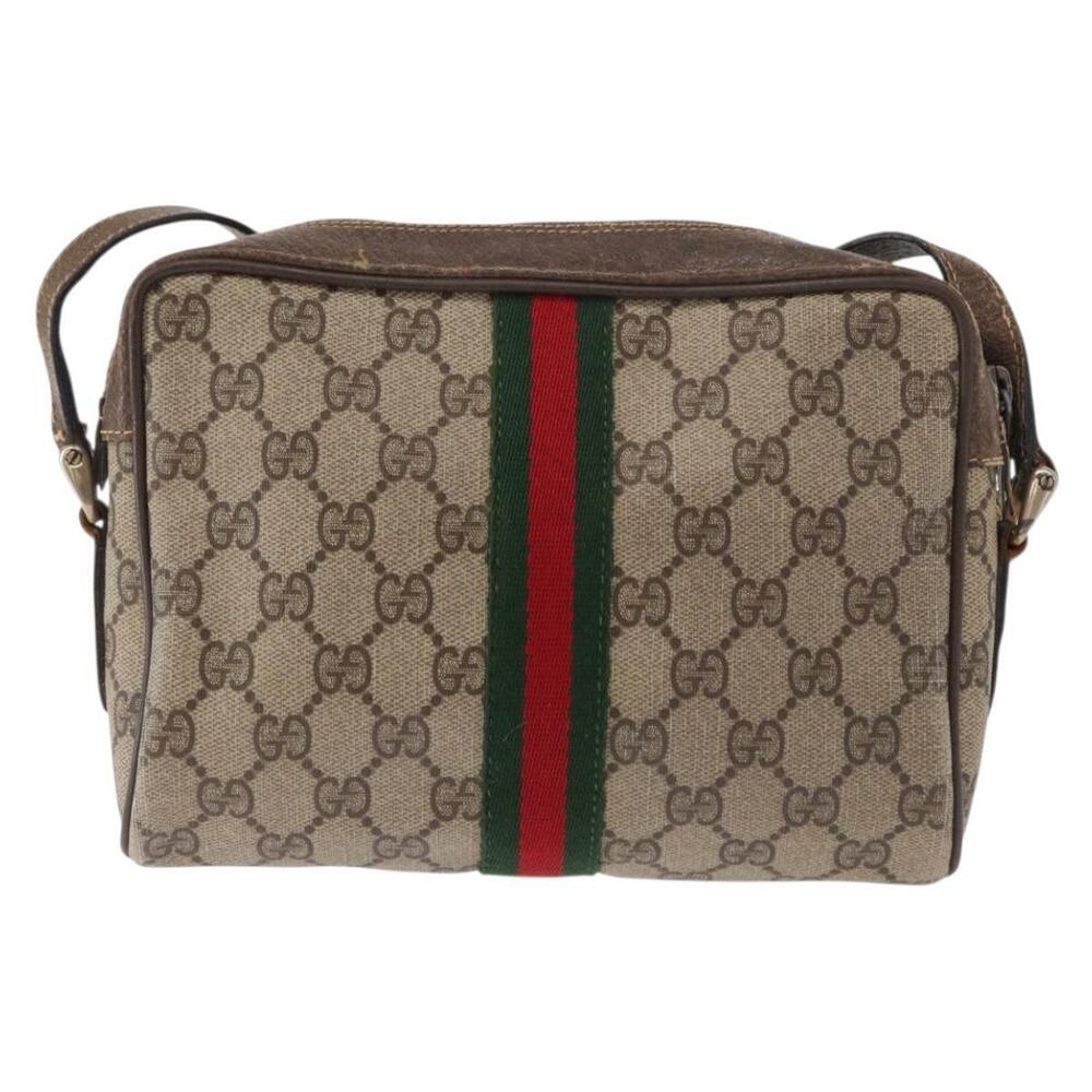 GUCCI GG Supreme Web Sherry Line Bag PVC Beige Gold 32 02 004 Auth 151575 - Picture 2 of 16